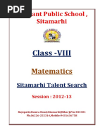 Class 8 Maths Sitamarhi Talent Search 