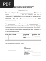 Format For Bank'S Certificate Towards Availability of Credit Facilities