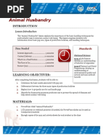 Animal Husbandry: Lesson Introduction