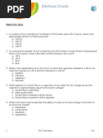 Electrical Circuits: Practice Test