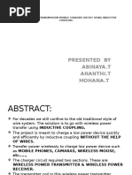 Presented by Abinaya.T Ananthi.T Mohana.T: Wireless Power Transmission Mobile Charger Circuit Using Inductive Coupling