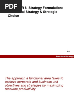 CHAPTER 8 Strategy Formulation: Functional Strategy & Strategic Choice