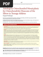 Autologous Osteochondral Mosaicplasty For Osteochondritis Dissecans of The Elbow in Teenage Athletes