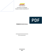 Trabalho UNIP Interativa Plano de Aula Primeiro Dia de Aula