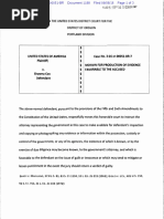 United States of America Case No. 3:16-cr-00051-BR-7 Plaintiff Motion For Production of Evidence Favorable To The Accused Shawna Cox Defendant