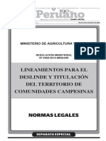 Lineamientos para El Deslinde y Titulación Del Territorio de Comunidades Campesinas