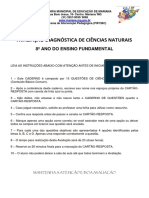 Avaliação Diagnótica 8º Ano - Ciências