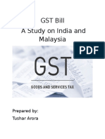 GST Bill A Study On India and Malaysia: Prepared By: Tushar Arora