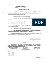 Affidavit of Loss (Company ID-K)