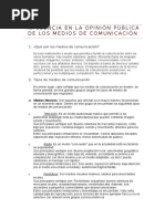 Influencia en La Opinión Pública de Los Medios de Comunicación