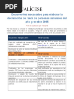 Documentos para Elaborar Renta 2015