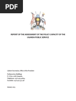 Report of The Assessment of The Policy Capacity of The Uganda Public Service