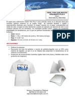 Ficha Tecnica Del Papel para Sublimacion Sublimarts Plus II Clave 4955 0000 Al 4955 0002 PDF