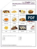 A Restaurant Menu - Answers 2 PDF