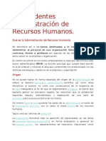 Antecedentes Administración de Recursos Humanos