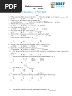 Multiple Choice Questions - 1 Mark Each: Maths Assignment Chapter 1 To 7