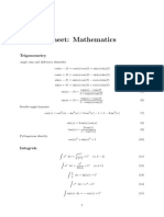 Formula Sheet Mathematics 2016.1