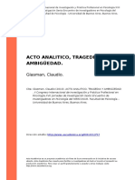 Acto Analítico, Tragedia y Ambigüedad (Claudio Glasman)