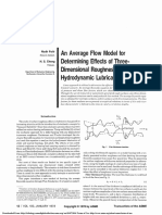 An Average Flow Model For Determining Effects of Three-Dimensional Roughness On Partial Hydrodynamic Lubrication