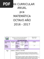 Plan Curricular Anual Octavo Matemática