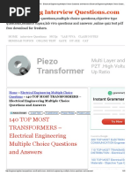 140 TOP MOST TRANSFORMERS - Electrical Engineering Multiple Choice Questions and Answers Electrical Engineering Multiple Choice Questions PDF