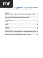 User Guide Altinn - Application Form For Authorisation and Licence As Health Personnel