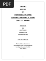 MBM-414 ON Industrial Analysis "Banking Industry in India" (Private Banks)