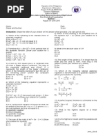 First Periodical Exam in Mathematics 9