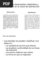 Tipos de Detallistas y Mayoristas