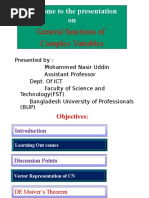 Welcome To The Presentation On: General Functions of Complex Variables