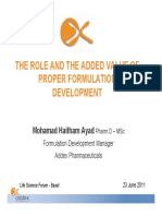 The Role and Added Value of Proper Formulation Development - Basel 2011 - M H Ayad