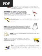 Diccionario de Herramientas y Descripcion