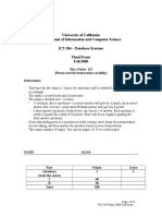 University of California Department of Information and Computer Science ICS 184 - Database Systems Final Exam Fall 2000