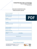 Formulario de Inscripción de Listas 2016-2017