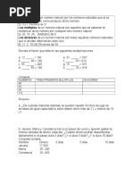 Multiplos y Factores MATEMATICAS