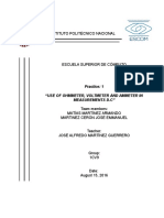 Instituto Politécnico Nacional: Practice: 1 "Use of Ohmmeter, Voltmeter and Ammeter in Measurements D.C"