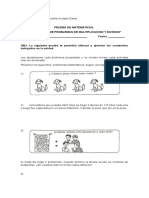 Prueba de Multiplicaciones y Divisiones Solución de Problemas