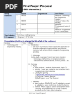 Final Project Proposal: Date: Group Members Name Department Job / Roles