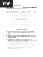 Sales Marketing Resume Sample