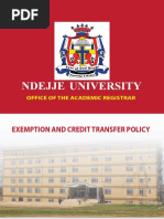 Exemption and Credit Transfer Policy