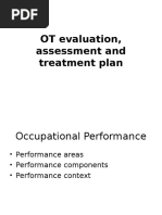 Occupational Therapy Evaluation, Assessment and Treatment Plan