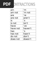 Am M Am Not M Not Are Re Are Not Aren't Is S Is Not Isn't Have Ve Have Not Haven't Has S Has Not Hasn't Do Not Don't Does Not Doesn't