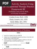 Updated Activity Analysis Using The Occupational Therapy Practice Framework III