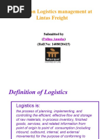 A Study On Logistics Management at Lintas Freight