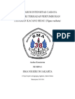 Pengaruh Intensitas Cahaya Matahari Terhadap Pertumbuhan Tanaman Kacang Hijau