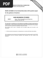 0450 Business Studies: MARK SCHEME For The October/November 2010 Question Paper For The Guidance of Teachers