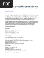 Calculation of Cold Store Refrigeration Load