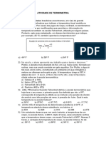 Atividade de Termometria PDF