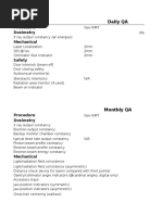 Linac Tps CT Daily Monthly Annual Qa Tables