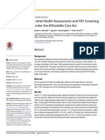 Initial Health Assessments and HIV Screening Under The Affordable Care Act